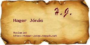 Hager Jónás névjegykártya